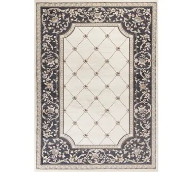 3' X 5' Gray and Ivory Trellis Area Rug