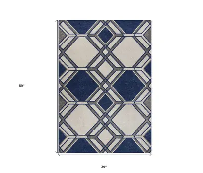 3' X 5' Ivory Geometric Area Rug
