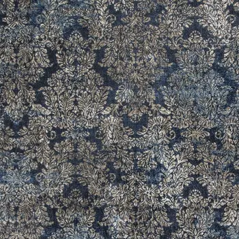 2' X 4' Slate Blue Damask Area Rug