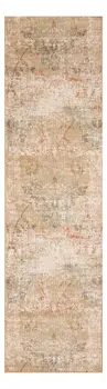 7' Beige Damask Runner Rug