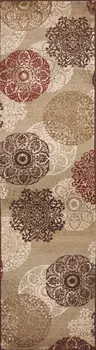 8' Sand And Beige Geometric Runner Rug