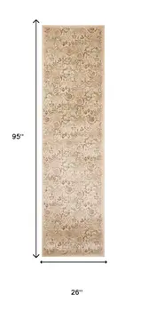 7' Ivory Floral Runner Rug