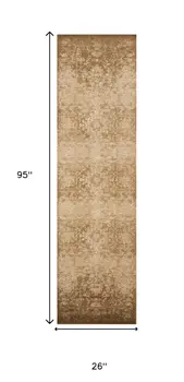 8' Beige Floral Runner Rug