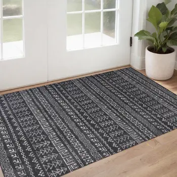 3' X 5' Gray Tribal Area Rug