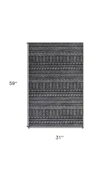 3' X 5' Gray Tribal Area Rug