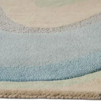 2' X 4' Blue And Beige Wool Abstract Hand Tufted Area Rug