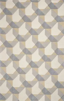 2' X 4' Ivory And Gray Wool Geometric Hand Tufted Area Rug