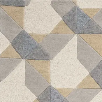 2' X 4' Ivory And Gray Wool Geometric Hand Tufted Area Rug