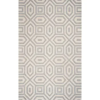 2' X 4' Gray And Ivory Wool Geometric Hand Tufted Area Rug