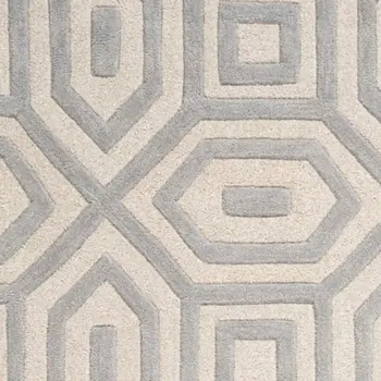 2' X 4' Gray And Ivory Wool Geometric Hand Tufted Area Rug