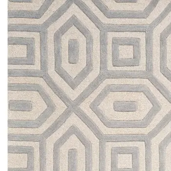 2' X 4' Gray And Ivory Wool Geometric Hand Tufted Area Rug