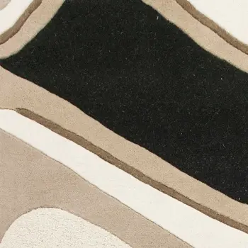 2' X 4' Black And Beige Wool Abstract Hand Tufted Area Rug