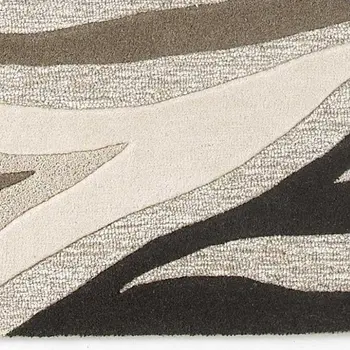 2' X 4' Beige Ivory And Black Wool Abstract Hand Tufted Area Rug