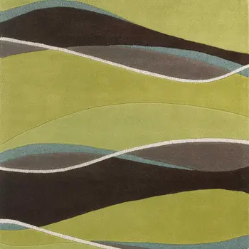 2' X 4' Lime Green And Brown Wool Abstract Hand Tufted Area Rug