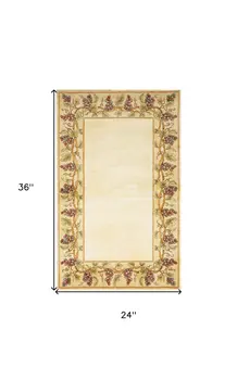 2' X 3' Ivory Wool Floral Hand Tufted Area Rug