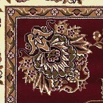 8' Red And Ivory Floral Runner Rug