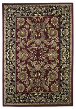 8' Red And Black Floral Runner Rug