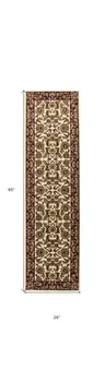 8' Ivory And Red Floral Runner Rug