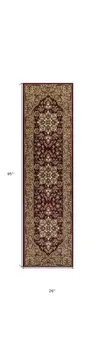 8' Red And Beige Floral Medallion Runner Rug