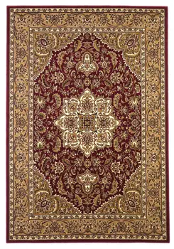 3' X 5' Red And Beige Floral Medallion Area Rug