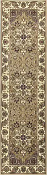 8' Beige And Ivory Floral Runner Rug