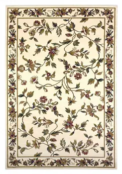 3' X 5' Ivory And Green Floral Vines Area Rug