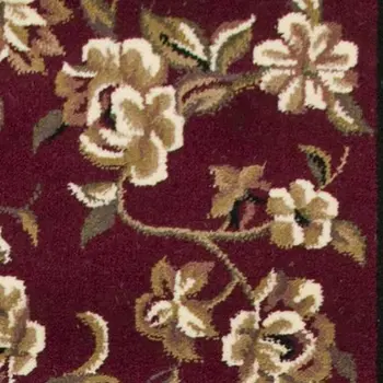 8' Red And Beige Floral Runner Rug