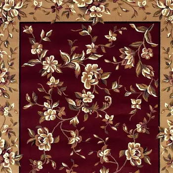 3' X 5' Red And Beige Floral Area Rug