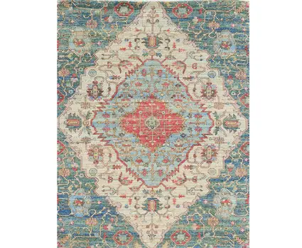 3' X 5' Blue and Beige Medallion Hand Woven Area Rug