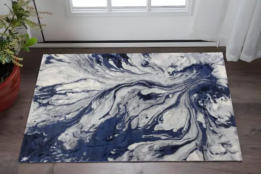 3' X 5' Blue Abstract Area Rug