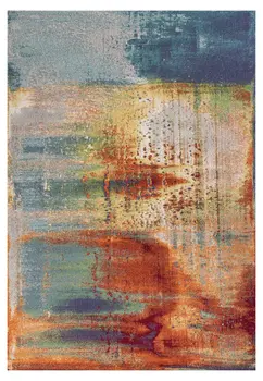 3' X 5' Ivory And Blue Abstract Area Rug