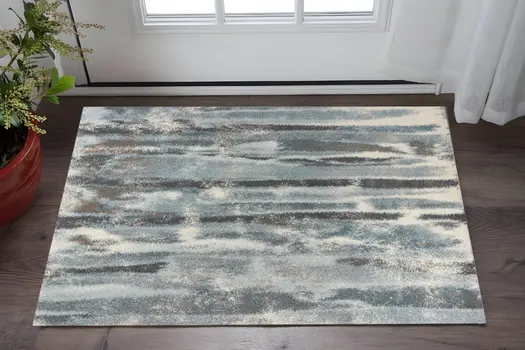 3' X 5' Teal Abstract Area Rug