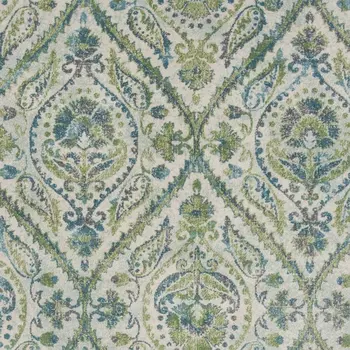 3' X 5' Green And Ivory Ogee Area Rug