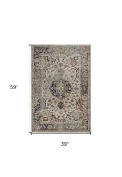 3' X 5' Ivory Medallion Area Rug