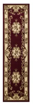 8' Red and Ivory Floral Border Runner Rug
