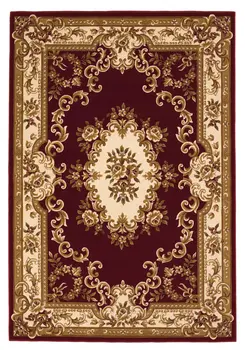 3' X 5' Red and Ivory Floral Border Area Rug