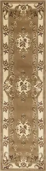 8' Beige And Ivory Medallion Runner Rug