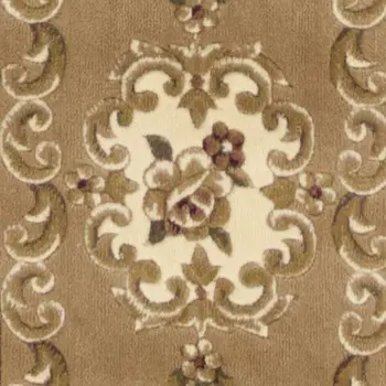 8' Beige And Ivory Medallion Runner Rug
