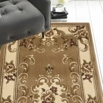 8' Beige And Ivory Medallion Runner Rug