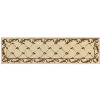 2' X 8' Ivory Fleur De Lis Runner Rug