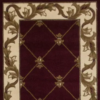 2' X 8' Red Fleur De Lis Runner Rug