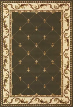 3' X 5' Dark Green And Ivory Floral Medallion Area Rug