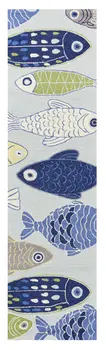 8' Blue and Green Fish Hand Tufted Runner Rug