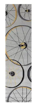 2' X 7' Grey Wheels Runner Rug