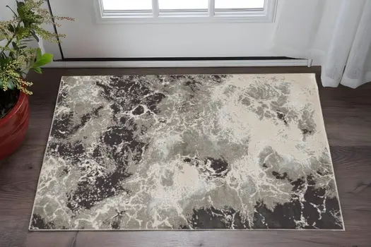 3' X 5' Silver Abstract Area Rug