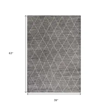 3' X 5' Grey Diamond Pattern Area Rug
