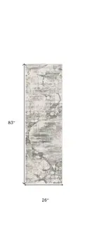 7' Ivory Abstract Runner Rug