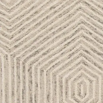 3' X 5' Ivory Geometric Hexagon Wool Area Rug