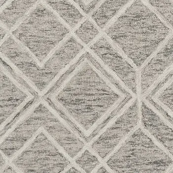 3' X 5' Sand Geometric Diamond Wool Area Rug