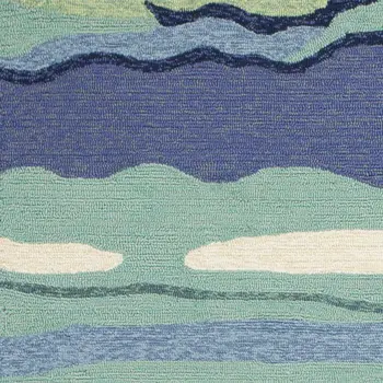 3' X 5' Blue and Ivory Abstract Handmade Indoor Outdoor Area Rug